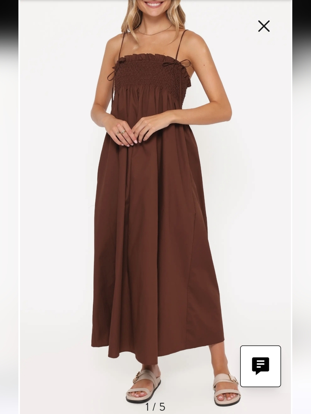 Petal & Pup Josie Maxi Dress Brown Linen Blend Size 12 New